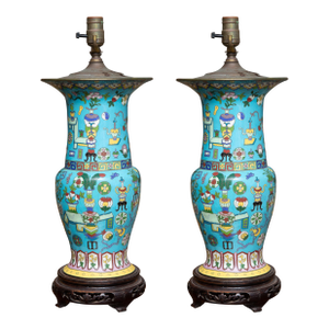 Pair of 19th Century Cloisonné Lamps