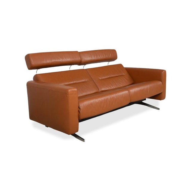 Stella 3-Seater Sofa in Brown Leather and Chrome from Stressless For Sale - Image 5 of 17