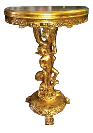 1980s Cherub Gilt Demilune Console Table