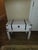 Wood White Washed Storage Trunk on Stand For Sale - Image 7 of 10