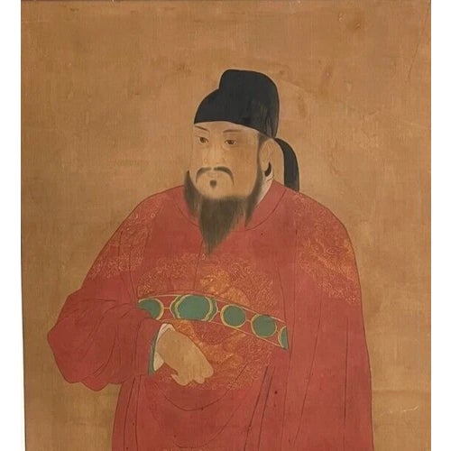 Large 19th Century Chinese Emperor Gaozu of Tang Dynasty Framed Painted Silk For Sale - Image 10 of 10