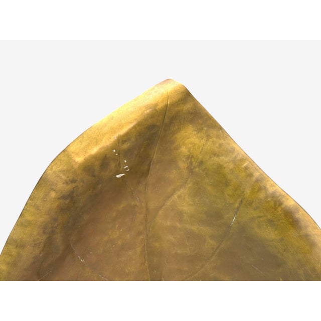 Metal Tomasso Barbi Attributed Patinated Brass, Ginko Leaf Floor Lamp, Italy, 1970s For Sale - Image 7 of 11