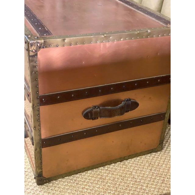 1990s Side Table Trunk W 3 Drawers Copper & Brass For Sale - Image 6 of 12
