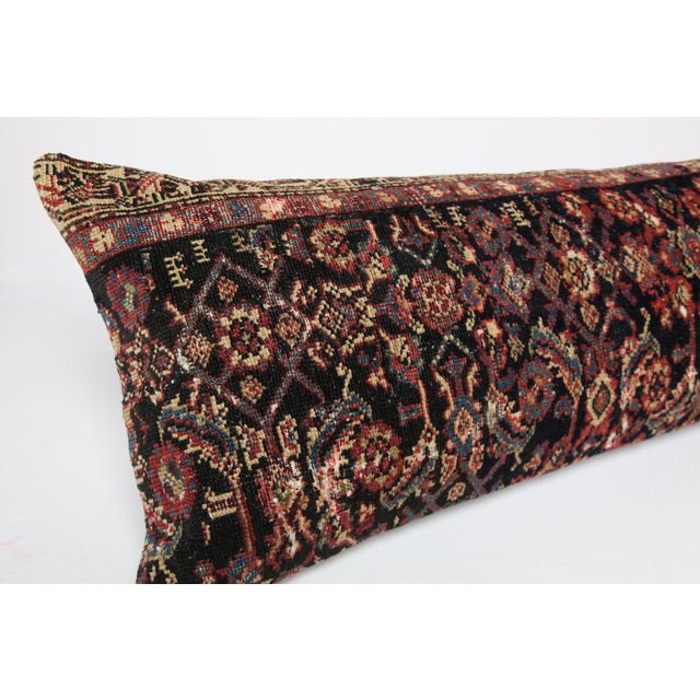 Antique Hand Knotted Navy Blue Persian Rug Pillow Cushion Cover -14'' X 42'' For Sale In Tampa - Image 6 of 10