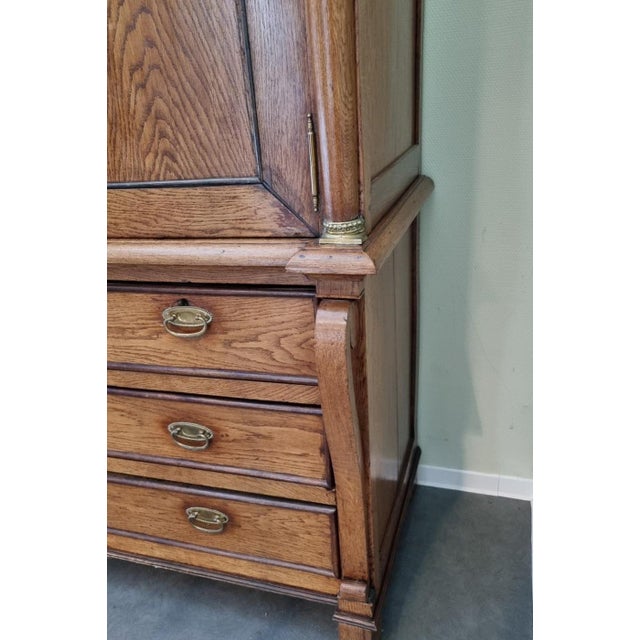 Empire Dutch Demountable Oak Cabinet with Hidden Secretary, 1820s For Sale - Image 12 of 16