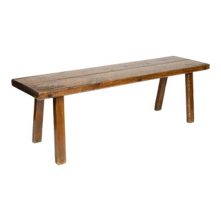 Late 19th Century English Rustic Elm & Square Iron Peg Work Bench For Sale