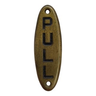 1930s/1940s Brass Pull Hardware Sign For Sale