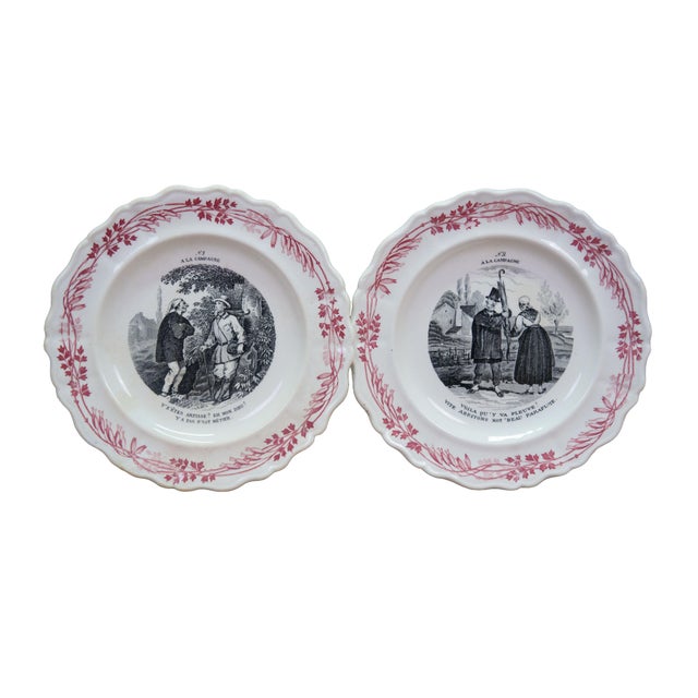 Set of twelve 19th-century French faience transferware plates from the À la Campagne series (in the Countryside), made by...