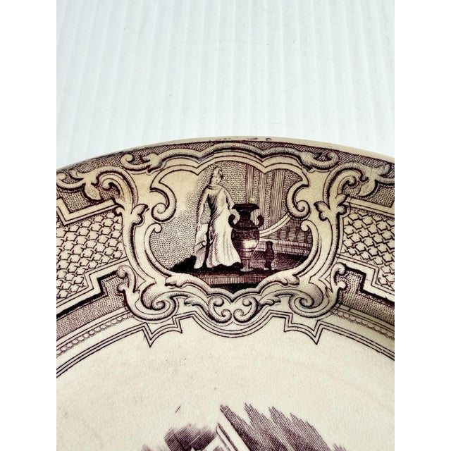 Ceramic Antique Ceramic Plate Primavesi & Sons Cardiff Swansea & Newport Purple Transfer For Sale - Image 7 of 12