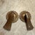 For your consideration, vintage brass or bronze hardware, likely designed as pull handles or drop pulls for furniture like...