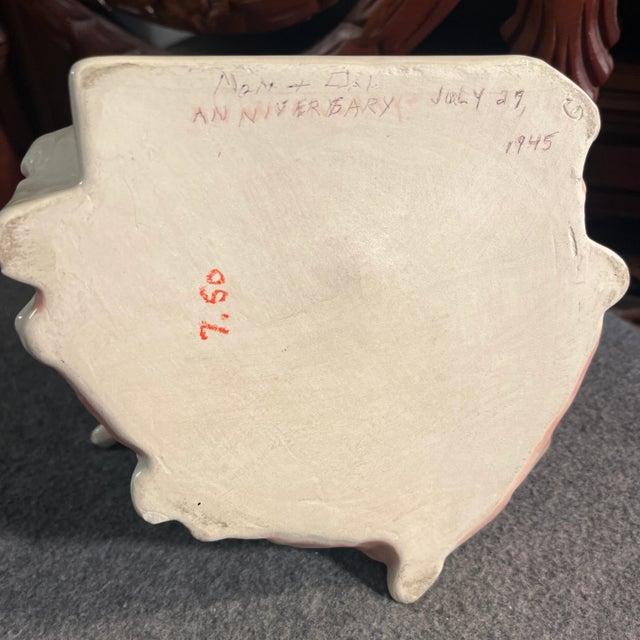 1940s Brayton Laguna Pottery Pink Lady With Dogs Planter For Sale - Image 11 of 12