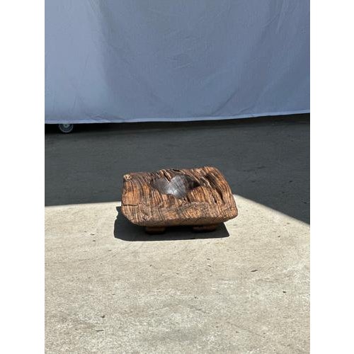 Brown Asian Dark Brown Square Hollow Circular Teak Bowl For Sale - Image 8 of 18