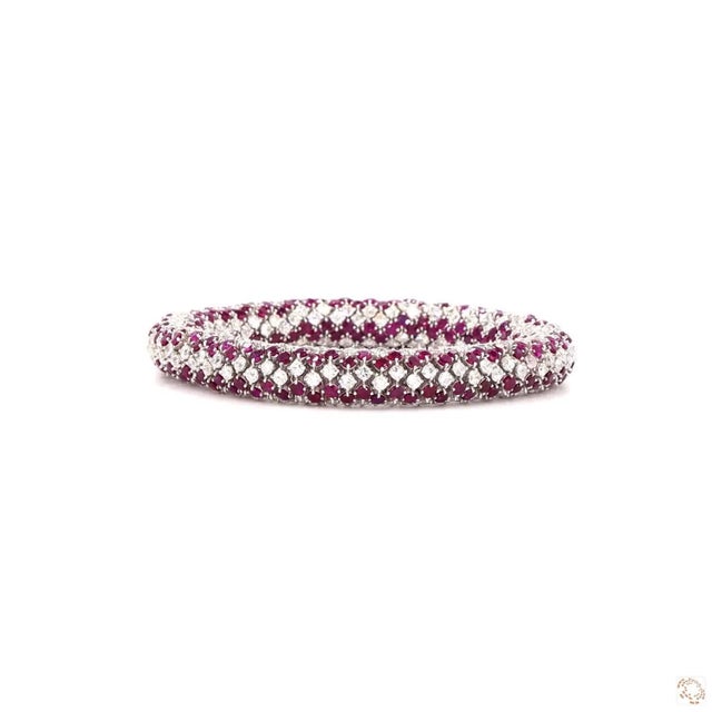 Early 21st Century 14.37 Carat Old Mine Cut Diamond Ruby Gold Bracelet For Sale - Image 5 of 9