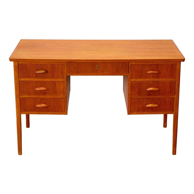 1950s Danish Teak Writing Desk For Sale