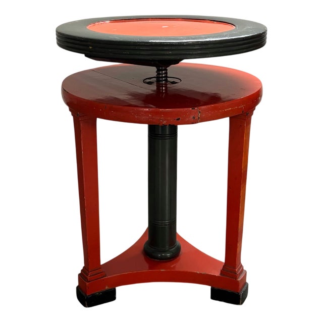 Art Deco Style Green and Orange Adjustable Piano Stool, 1920s-1930s For Sale