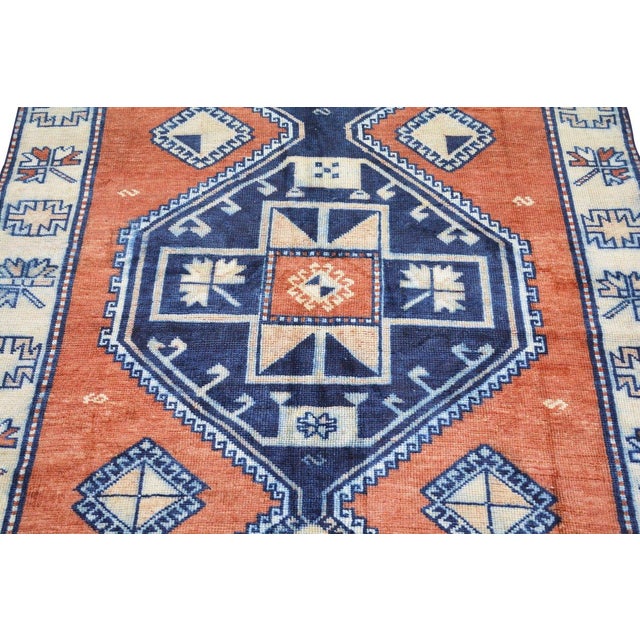 Turkish Vintage Turkish Kars Knotted Wool Rug, 3'9''x11'4'' For Sale - Image 3 of 5