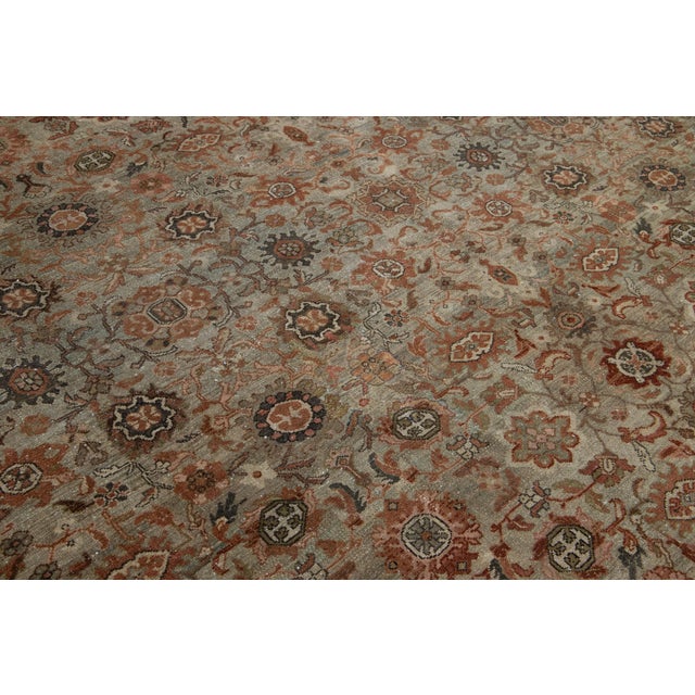 1890s Antique Persian Malayer Wool Rug in Brown Allover Floral Design For Sale - Image 10 of 11