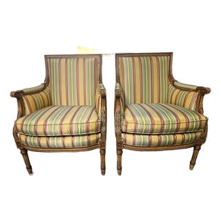 Hancock & Moore Louis XVI Upholstered Armchairs For Sale