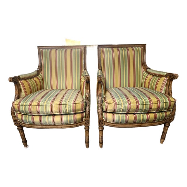 Hancock & Moore Louis XVI Upholstered Armchairs For Sale