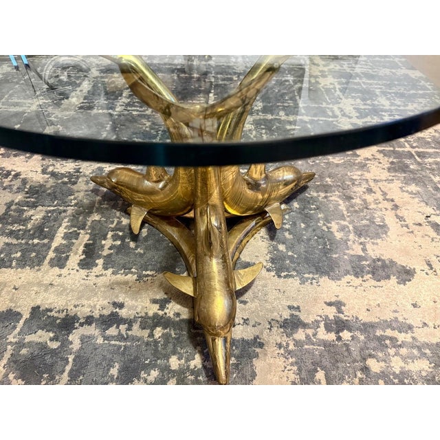 Gold Three Dolphins Coffee Table, 1950s For Sale - Image 8 of 12
