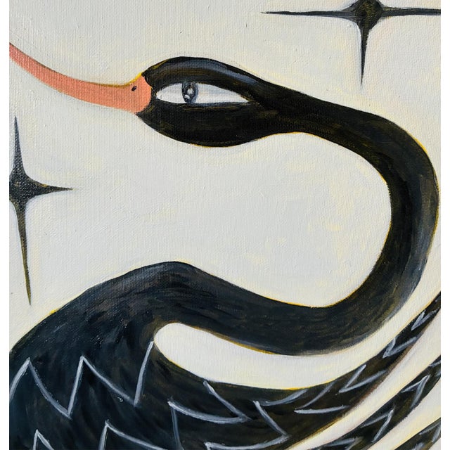 Contemporary Original Framed Swan Painting Wall Art, Oil on Canvas 11" X 14" Minimalist by Tatiana Duperault For Sale - Image 3 of 4