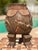 Tribal Senoufo Ivory Coast Ritual Vessel With Carved Zoomorphic Figures Mortar on Human Feet With Red Ochre For Sale - Image 3 of 8