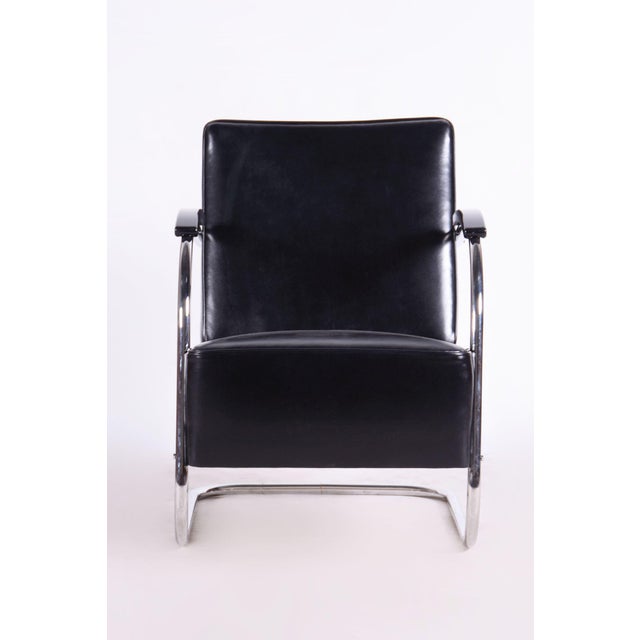 1930s Bauhaus Seating Set in Chrome and Leather from Mücke Melder, Czech, 1930s, Set of 3 For Sale - Image 5 of 18