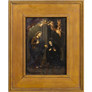 Portuguese School Artist, Biblical Scene, Oil on Wood, 20th Century For Sale