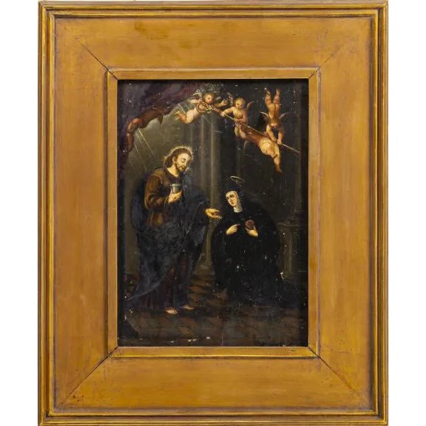 Portuguese School Artist, Biblical Scene, Oil on Wood, 20th Century For Sale