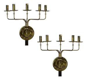 Tommi Parzinger, Candleholder Sconces, Polished Brass, Metal, Usa C. 1955