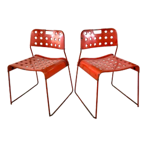 Vintage Italian Steel Omkstak Chairs by Rodney Kinsman for Bieffeplast - a Pair