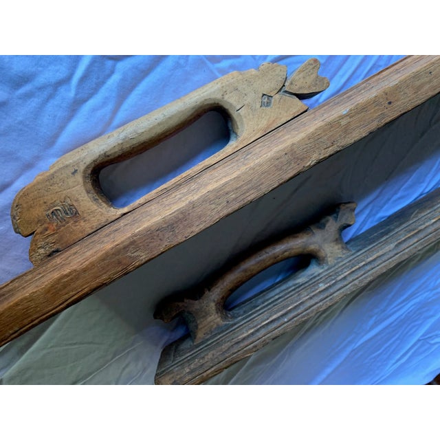 Early 20th Century Antique Mediterranean Spanish Teakwood Concrete Floats Can Be Fun Door Pulls - Set of 2 For Sale - Image 5 of 11