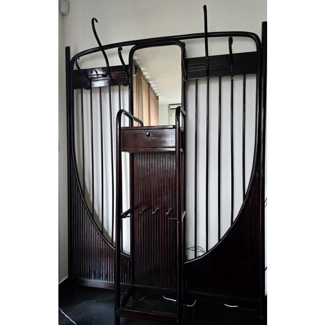 Maroon Vienna Secession Wandgarderobe Nr. 6 Hall Stand from Gebrüder Thonet, Austria, 1904 For Sale - Image 8 of 16