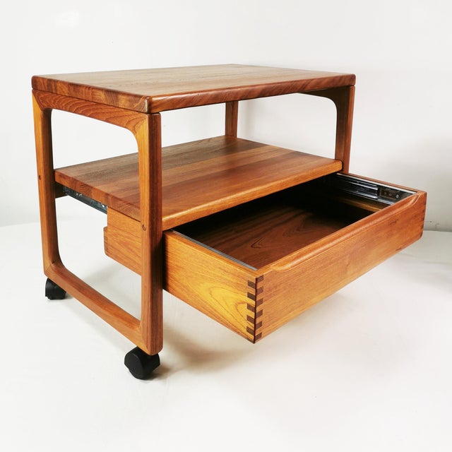 Wood Mid-Century Teak Serving Bar Cart from BR Mobler attributed to Peter Brink, Denmark, 1960s For Sale - Image 7 of 16