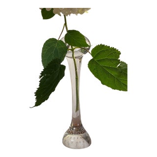 Vintage Mid-Century Hand Blown Clear Glass Bullicante Bud Vase For Sale