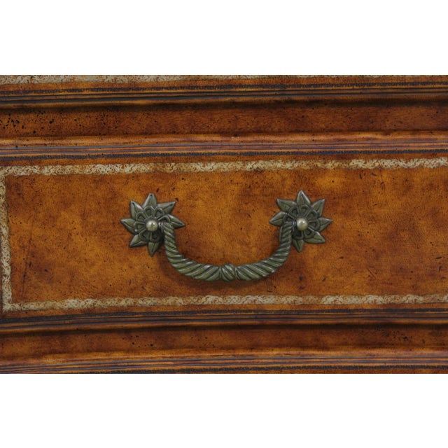 Lineage Leather Wrapped Continental 3 Drawer Chest Dresser For Sale - Image 4 of 12