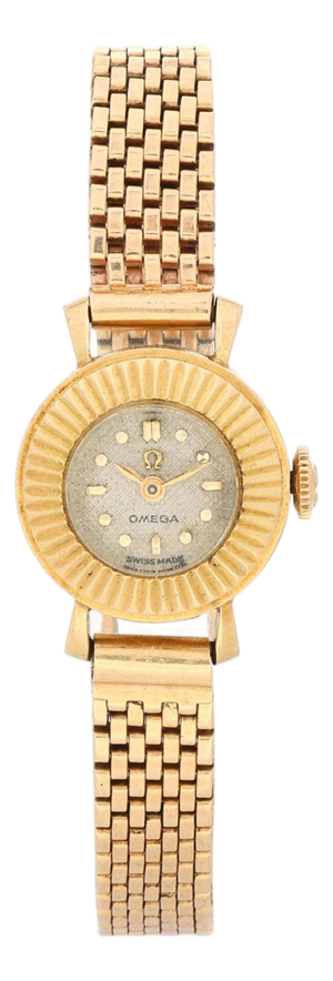 Vintage Omega 10382 17mm 14k Gold Fluted Bezel Manual Wind Ladies Watch