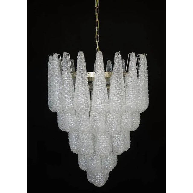 Large Italian Murano Chandelier with 52 Glass Petals Drop, 1970s, Set of 2 For Sale - Image 4 of 12
