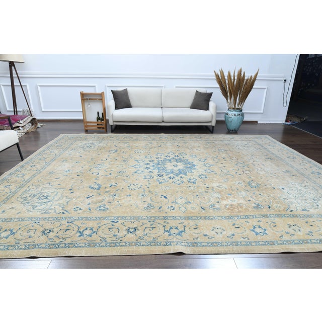 1970s Vintage Persian Handmade Wool Cotton Orange Area Rug For Sale - Image 9 of 11