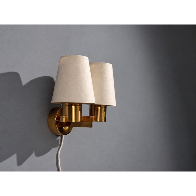 Mid-Century Modern Hans-Agne Jakobsson, Double Arm Wall Sconce, Brass, Sweden, 1960s For Sale - Image 3 of 11