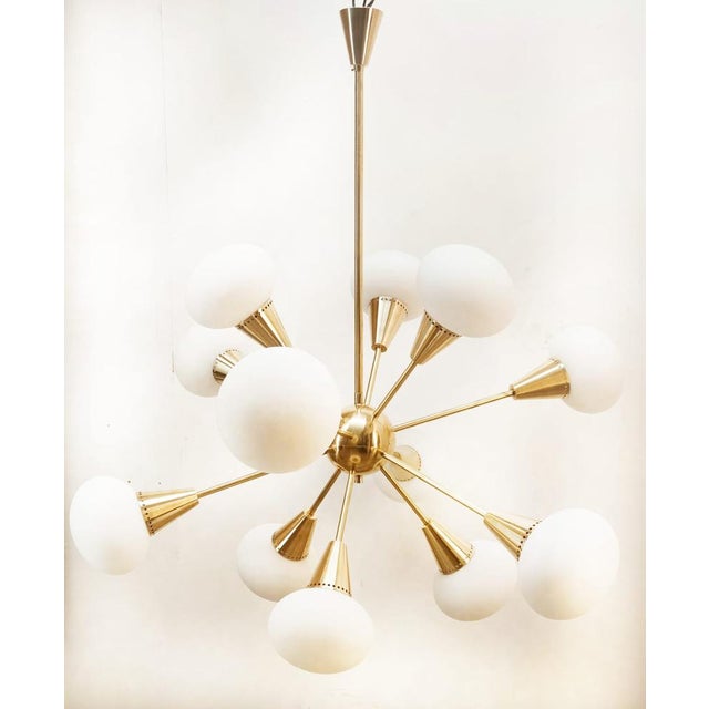 Sputnik 12-Light Chandelier in Brass and Glass For Sale - Image 17 of 18