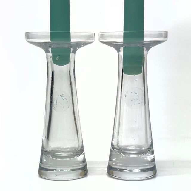 Lenox Timeless Classic Hand-Blown Lead Crystal Candleholders by Lennox - A Pair For Sale - Image 4 of 8