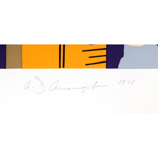 Allan D'Arcangelo's Pop Art-inspired composition features a nude pinup model, an astronaut, a rocketship, and an American...