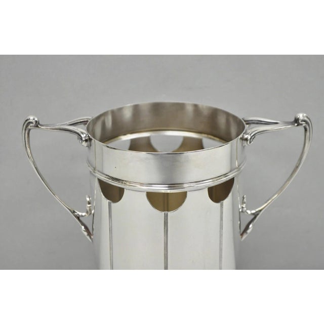 Art Nouveau Roberts and Belk Art Nouveau Silver Plated Champagne Chiller Wine Bottle Coaster For Sale - Image 3 of 13