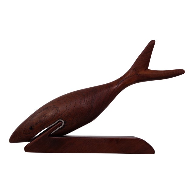 Danish Teak Shark with Stand, 1960s For Sale