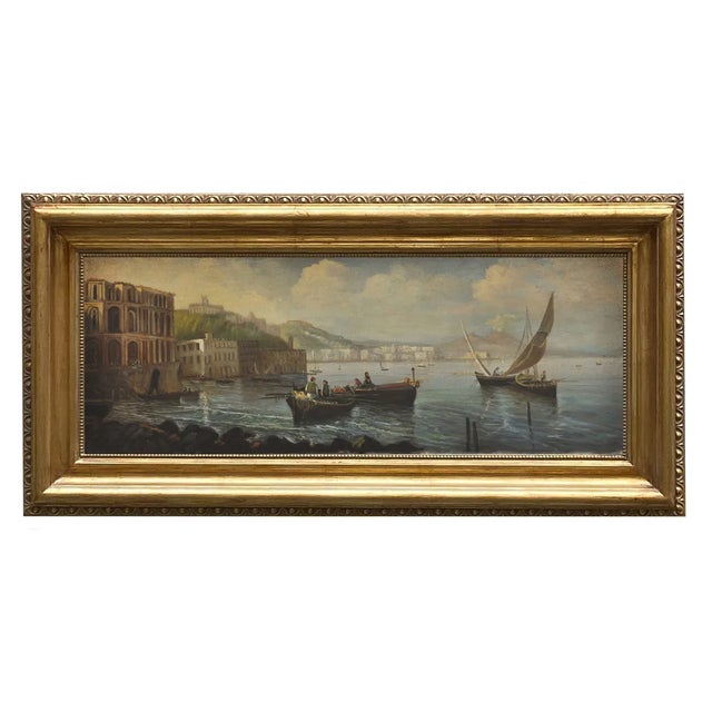 Naples, Posillipo School, Italian Landscape, Oil on Canvas, Framed For Sale