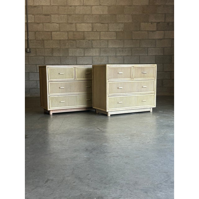 Wonderful pair of chests in an unusual off white/ cream like finish with weathered appearance. Great size with two...