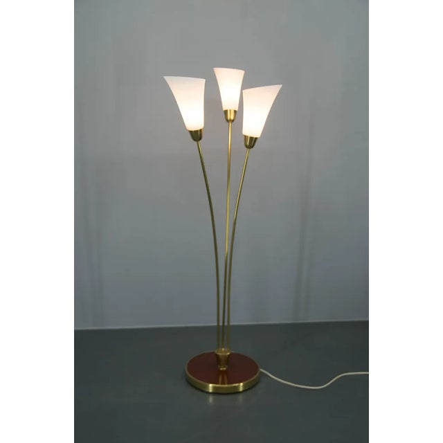 Art Deco floor lamp made in Czechoslovakia One opaline shades has small dent on edge. Very good original condition....