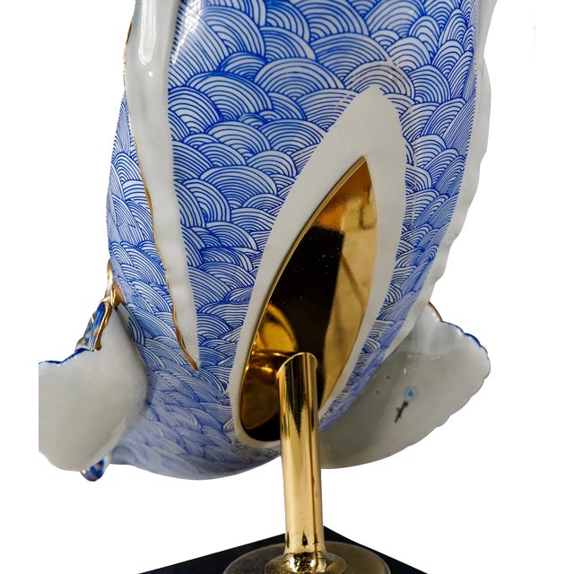 Oggetti 1980s Oggetti Mangani Porcelain Sculptural Dolphin Lamps, a Pair For Sale - Image 4 of 6