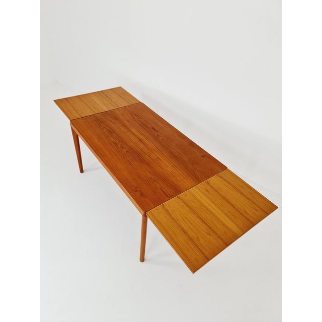 Danish Rectangular Teak Table with Two Extension Leaves by Henning Kjaernulf, 1960s For Sale - Image 10 of 12